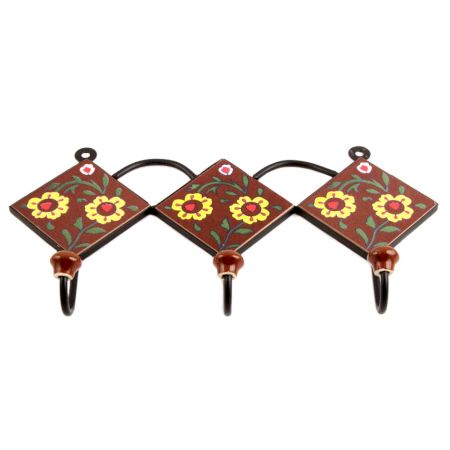 Brown Yellow Flower Tiles Hook